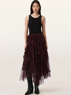 All Saints AllSaints Jen Tulle Skirt Red Best