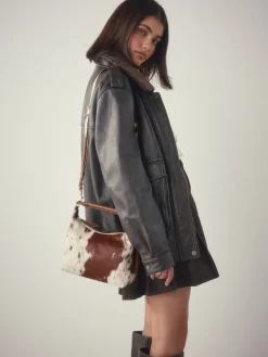 Next Leather Scooped Hand Held Bag Animal Clearance