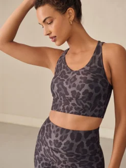 Next Active Double Strap Cross-Over Sports Bra Animal Print New