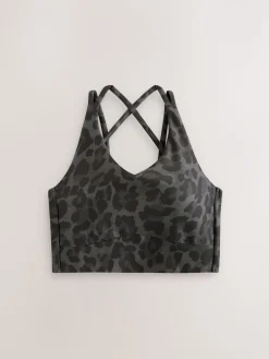 Next Active Double Strap Cross-Over Sports Bra Animal Print New