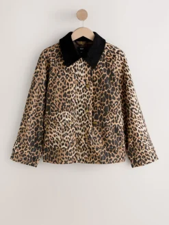 Next Animal Print Waxy Jacket with Cord Collar Best