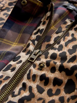 Next Animal Print Waxy Jacket with Cord Collar Best
