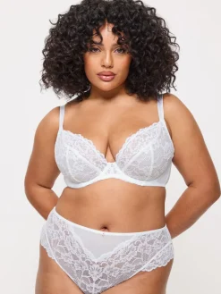 Ann Summers Black & White DD+ Non Pad Plunge Sexy Lace Underwired Bras 2 Pack Black & White Clearance