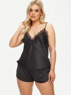 Ann Summers Cerise Satin Cami Set Black Discount