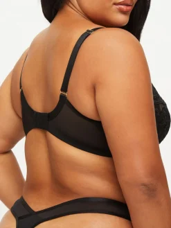 Ann Summers Black DD+ Non Pad Balcony Icon Embroidered Bra Discount