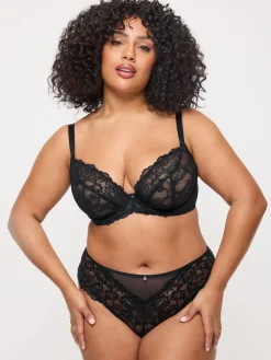 Ann Summers Black DD+ Non Pad Plunge Sexy Lace Bra Sale