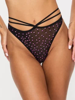 Ann Summers Black Love Me Sequin Heart Crotchless Thong Discount