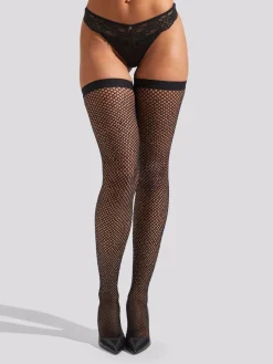 Ann Summers Black Plain Top Diamante Hold Up Stockings Online