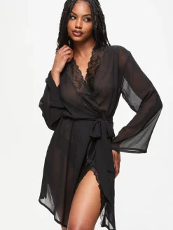 Ann Summers The Promising Chiffon Robe Black Sale