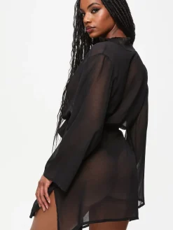 Ann Summers The Promising Chiffon Robe Black Sale