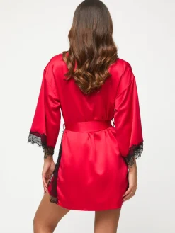 Ann Summers Satin Cherryann Robe Dressing Gown Dark Red Best