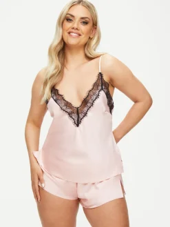 Ann Summers Cerise Satin Cami Set Pink Discount