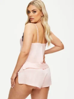 Ann Summers Cerise Satin Cami Set Pink Discount