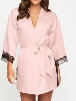 Ann Summers Satin Cherryann Robe Dressing Gown Pink Outlet