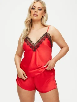 Ann Summers Cerise Satin Cami Set Red