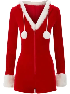 Ann Summers Red Christmas Sexy Santa Velvet Zip Through Body