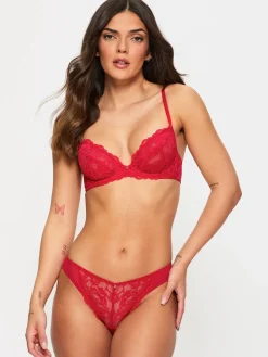 Ann Summers Non Pad Plunge Sexy Lace Bra Red Clearance