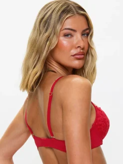 Ann Summers Pad Balcony Sexy Lace Underwi Bra Red Clearance