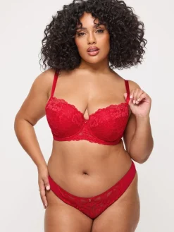 Ann Summers Pad Balcony Sexy Lace Underwi Bra Red Clearance