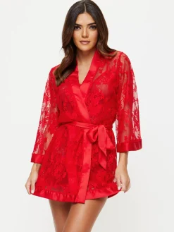 Ann Summers The Dark Hours Robe Dressing Gown Red New