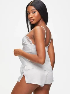 Ann Summers Cerise Satin Cami Set White Hot