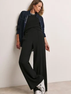 JD Williams Anthology By Premium Ponte Wide Leg Trousers Black Sale