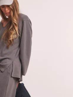 JD Williams Anthology By Premium V Neck Seam Detail Modal Sweatshirt Grey Online