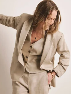 JD Williams Anthology By Natural Premium 100% Linen Blazer Clearance