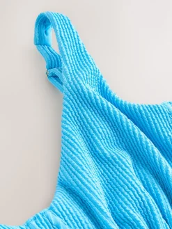 Next Aqua Blue Crinkle Tummy Control DD+ Wired Swimsuit Hot