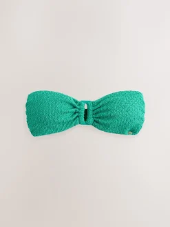 Next Trim Bandeau Bikini Top Aqua Green Crinkle Best