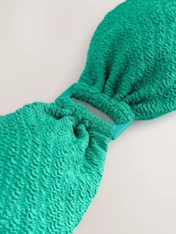 Next Trim Bandeau Bikini Top Aqua Green Crinkle Best