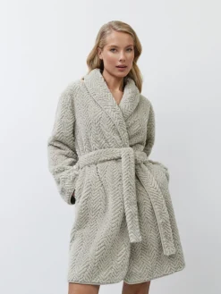 Aruelle Ela Luxury Mid Length Chevron Design Cream Robe Best