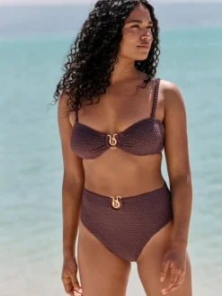 B by Ted Baker Lurex High Leg Bikini Chocolate Brown Briefs Best