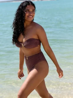 B by Ted Baker Non Padded Underwired Chocolate Brown Lurex Bikini Top