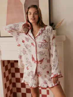 Bath & Body Works Red/White Be Mine Love Long Sleeve Shorts Set New