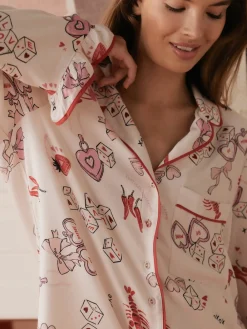 Bath & Body Works Red/White Be Mine Love Long Sleeve Shorts Set New