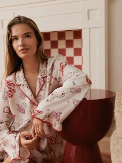 Bath & Body Works Red/White Be Mine Love Long Sleeve Shorts Set New