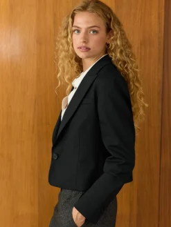 Baukjen Pelin Wool Blend Cropped Black Blazer Clearance