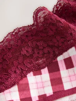 Next Extra High Leg Cotton Lace Knickers 4 Pack Berry Bow Print Sale