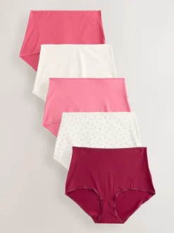 Next Berry Pink Full Brief Cotton Rich Knickers 5 Pack Outlet