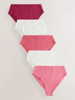 Next Berry Pink High Waist High Leg Cotton Rich Knickers 5 Pack Best