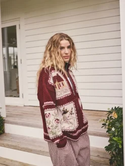 Next Berry Pink House Knit Cottage Cardigan Outlet