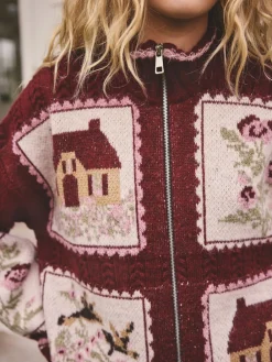 Next Berry Pink House Knit Cottage Cardigan Outlet