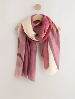 Next Berry Red Abstract Lightweight Scarf Clearance