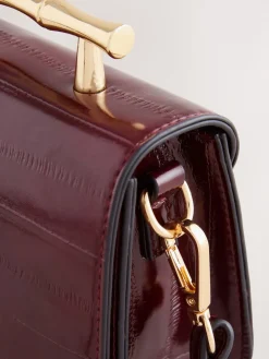 Next Berry Red Gold Hardware Top Handle Bag Online