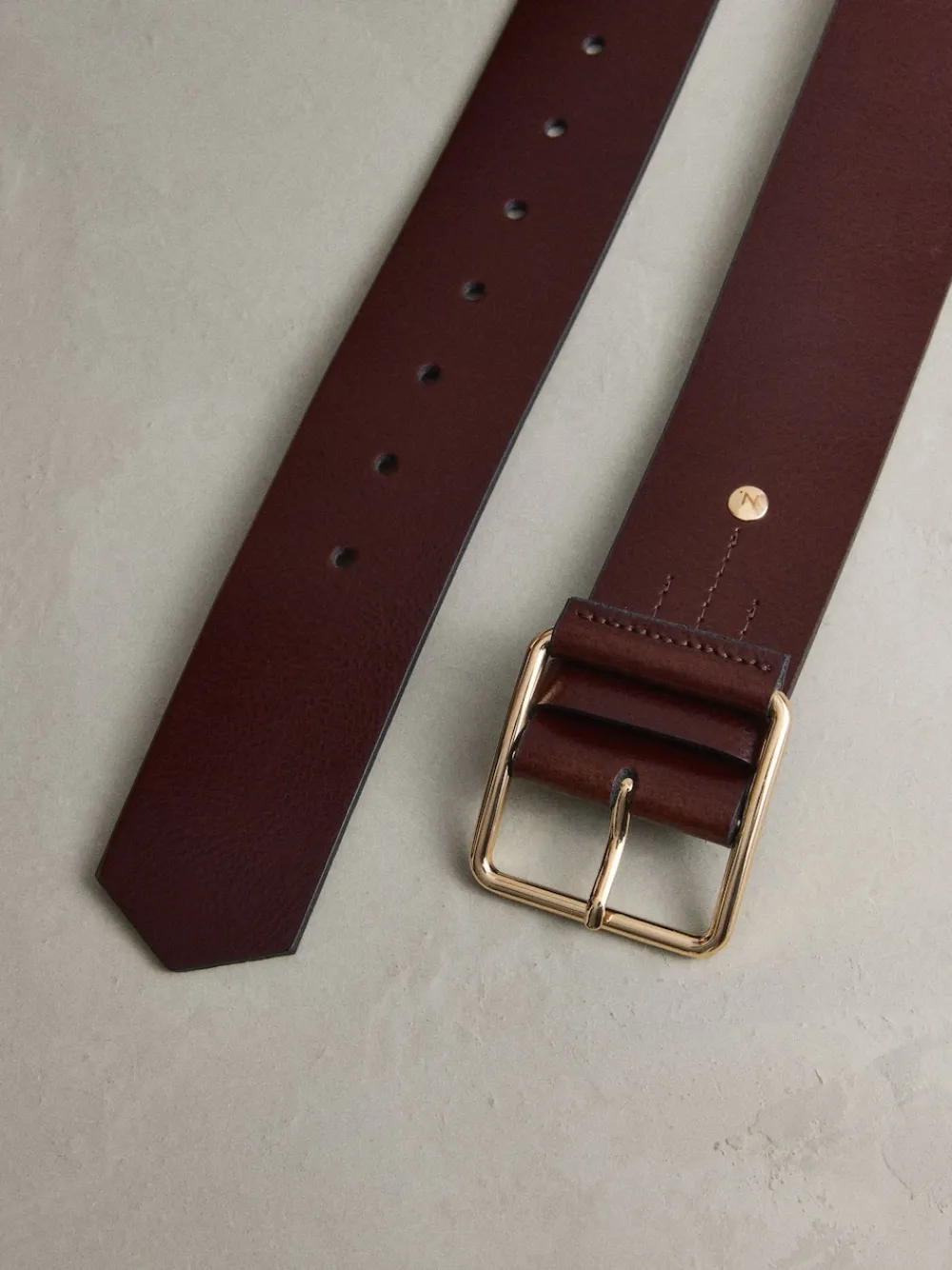 Next N. Premium Made In Italy Wide Leather Belt Berry Red