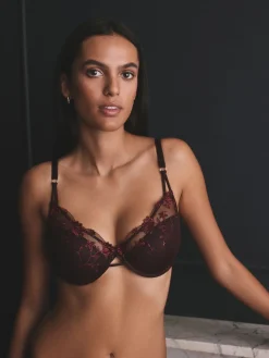 Next Berry Red Pad Balcony Premium Embroidery Bra
