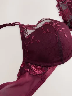 Next Berry Red Pad Balcony Premium Embroidery Bra