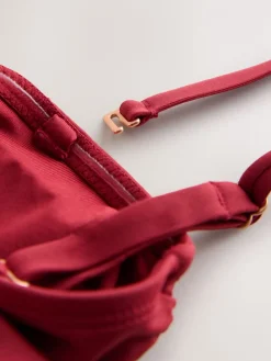 Next Tummy Control Frill Bandeau Swimsuit Berry Wine