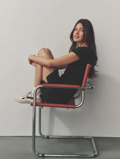 Next 100% Cotton Cap Sleeve V-Neck Mini Dress Black